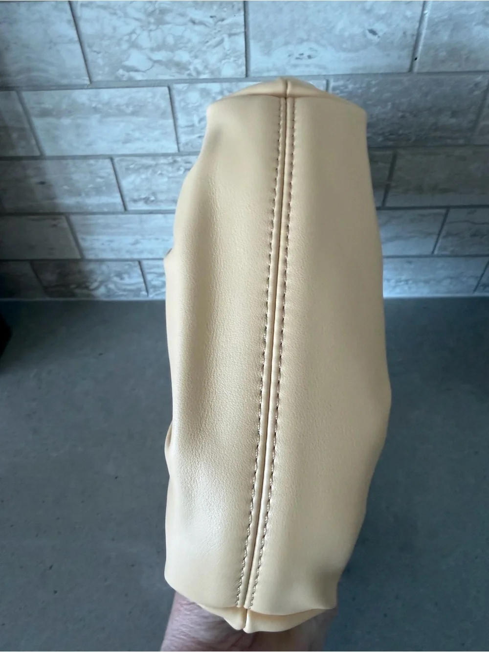 NWT Anthropologie Elegant light soft yellow Gathered Leather Clutch